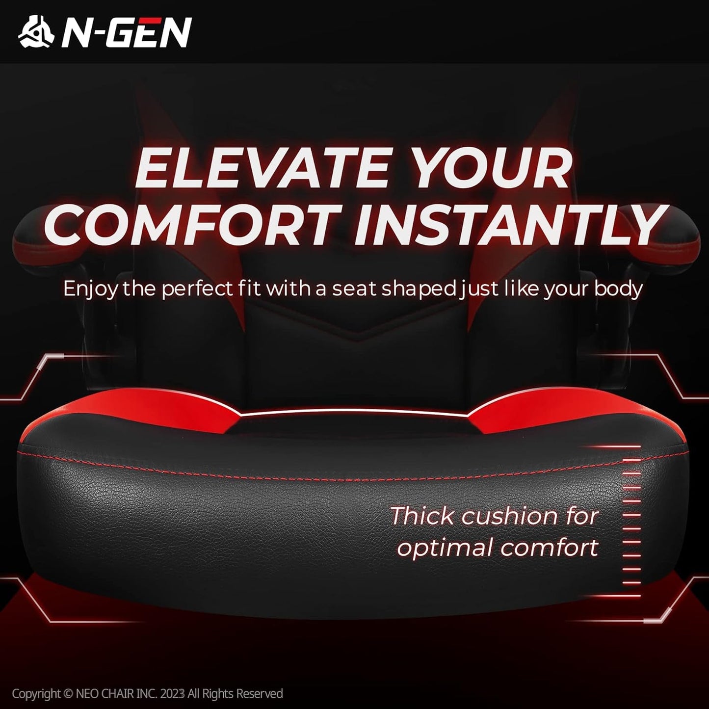 NGEN Gaming Chair With Adjustable Lumbar Support Red