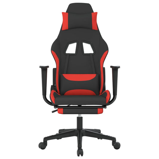 vidaXL Gaming Chair with Footrest Black and Red Fabric