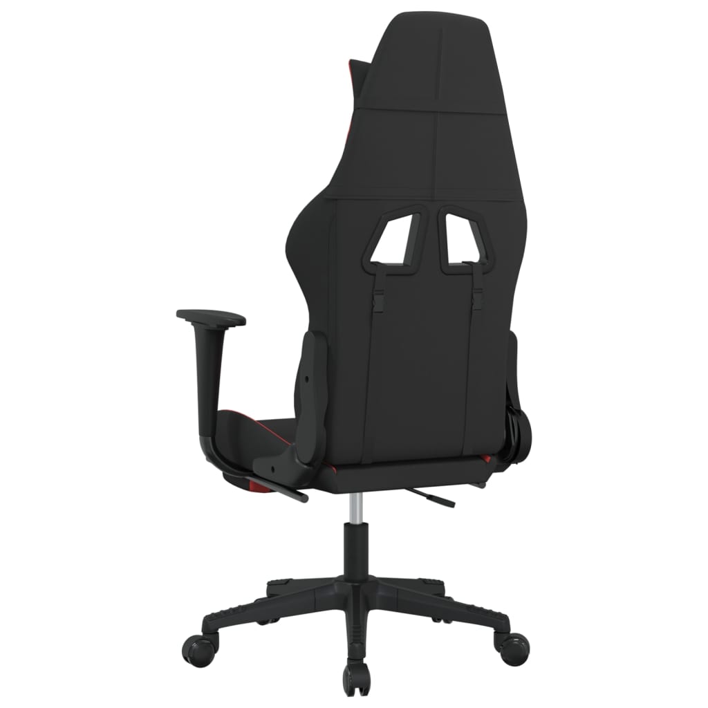 vidaXL Gaming Chair with Footrest Black and Red Fabric